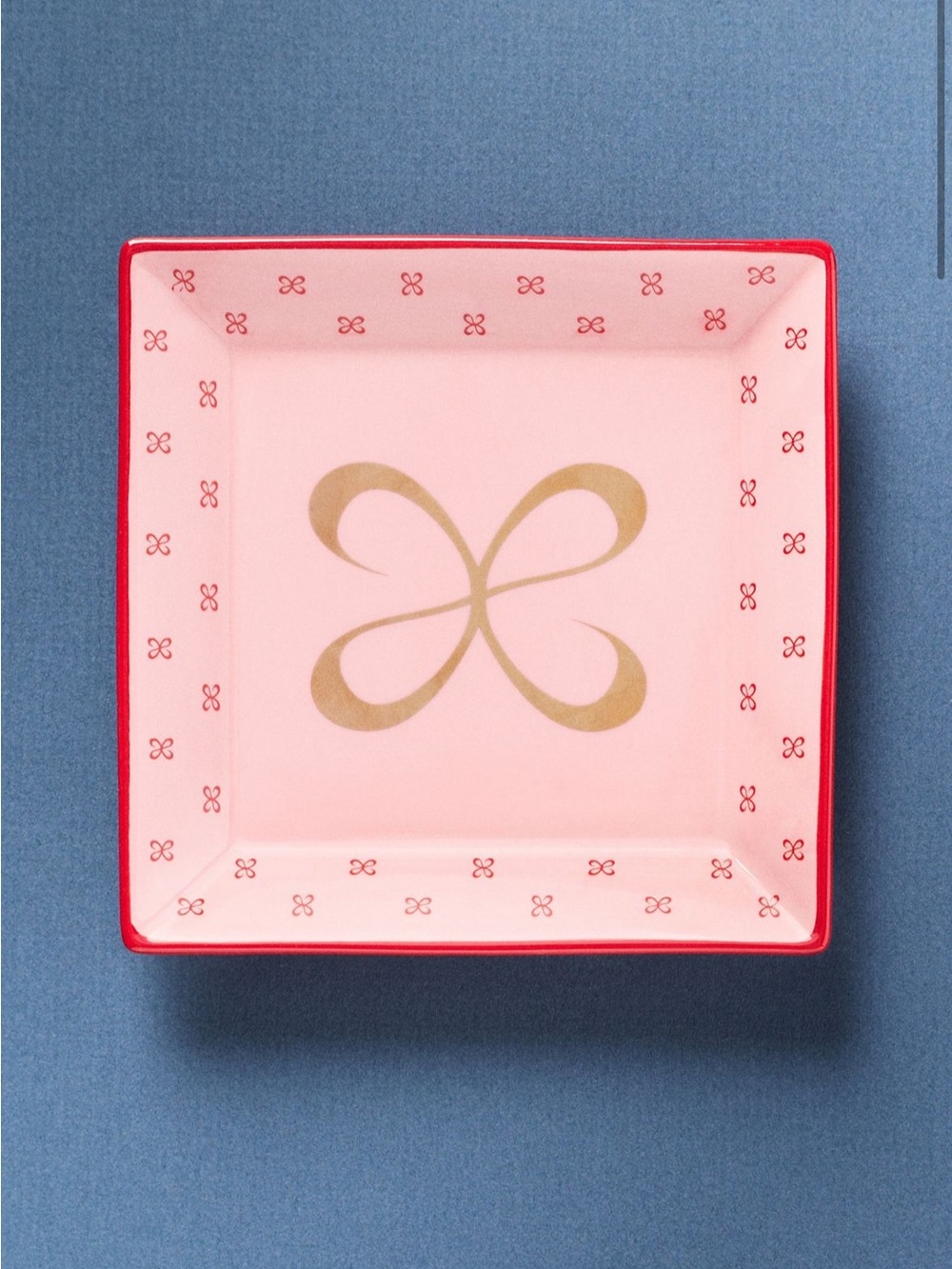 Anthropologie Maeve Pink and Gold Square Trinket Dish